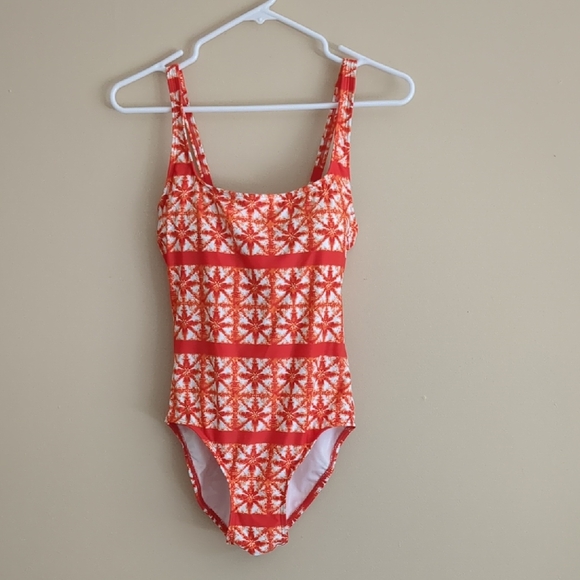 Michael Michael Kors Orange And White One Piece Swimsuit Beach Pool Stripes - Picture 1 of 14